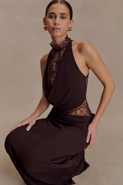 Livette - Lace Halter Maxi Dress