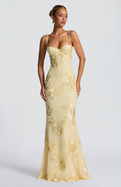 Livette - Yellow Floral Maxi Dress