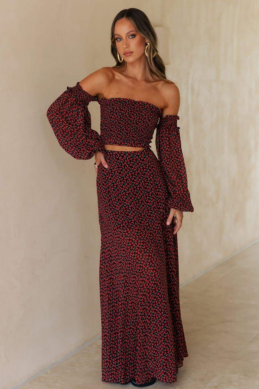 Hartley Maxi Skirt - Black Floral
