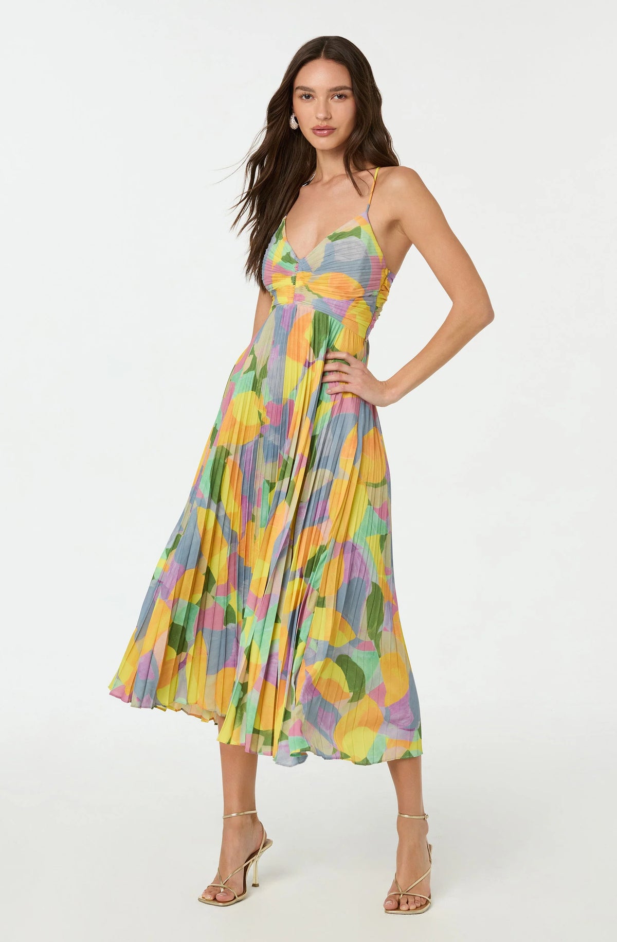 Lisa – Pleated maxi dress with floral print