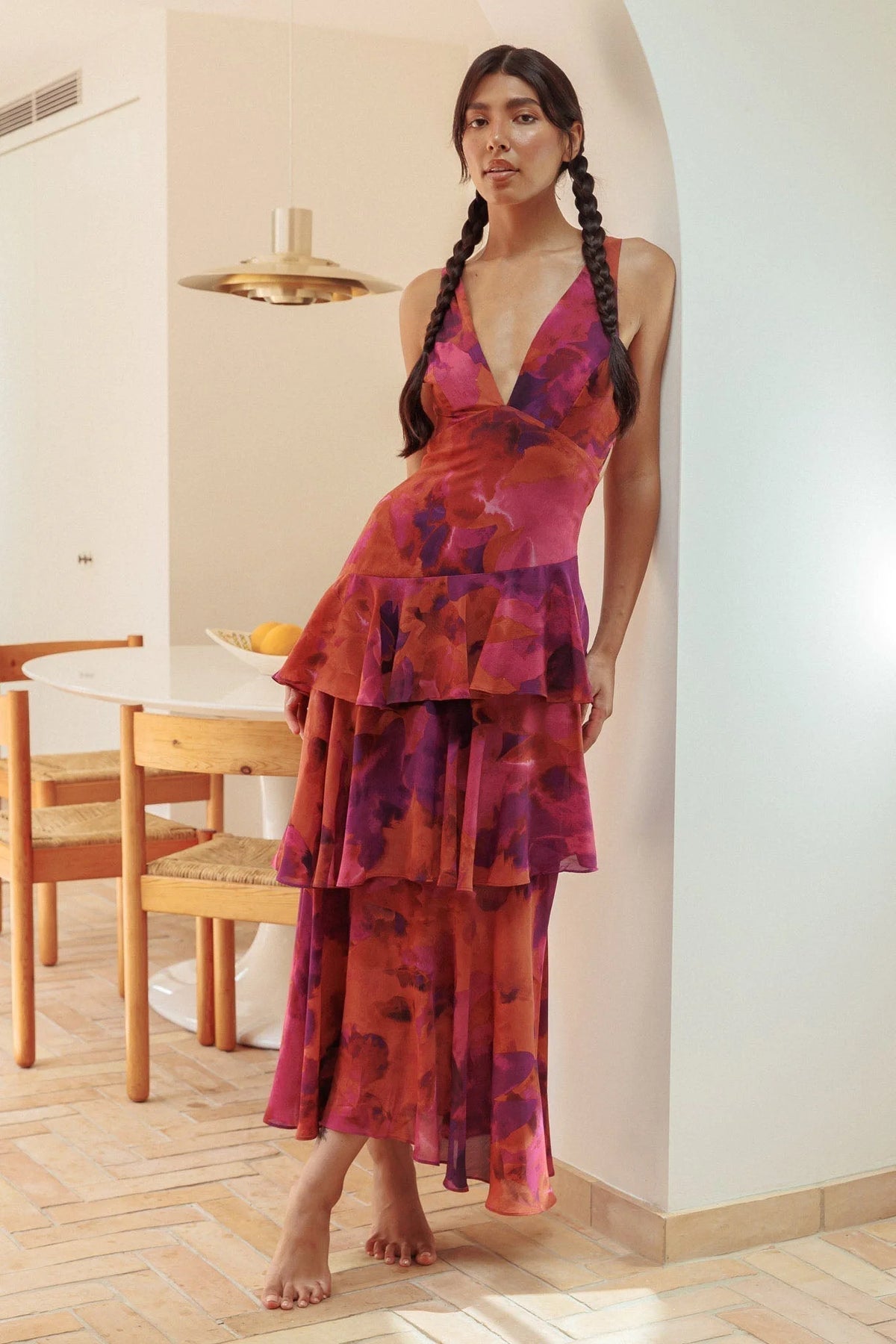 Veda Ruffle Midi Dress