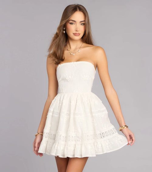 Cottage Charm Eyelet Mini Dress