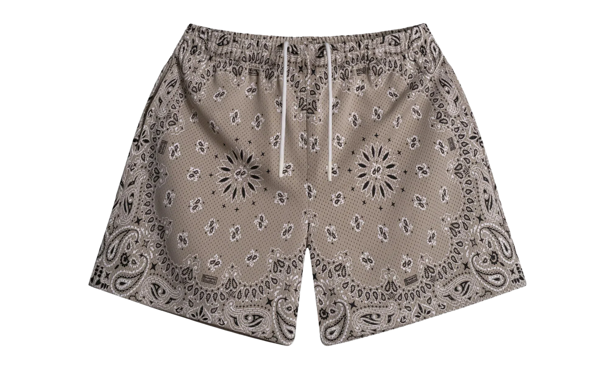 Screenprinted Paisley Two-Tone Shorts "Khaki" BS106