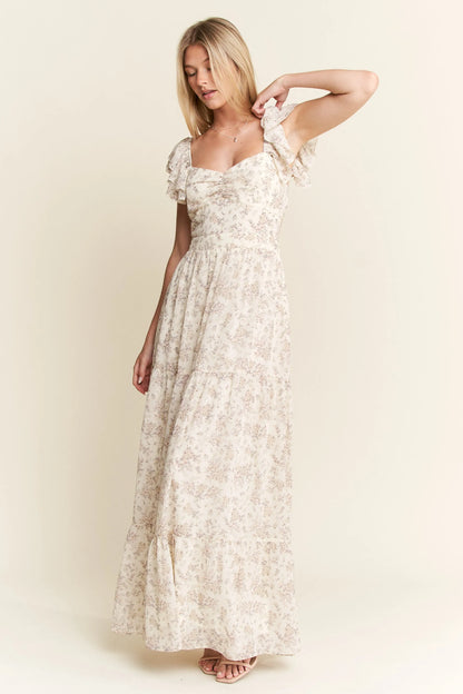 Jade By Jane Full Size Ruffle Sleeve Tiered Maxi Dress Plus Size