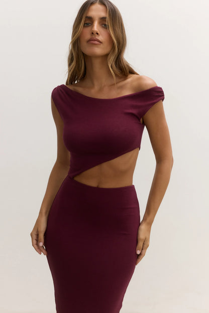 Elara Midi Dress - Plum