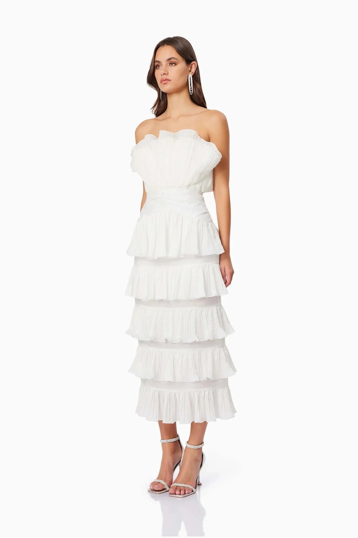 Maya Pleated Midi Dress - White