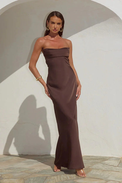 Madeleine Strapless Maxi Dress - Bitter Chocolate