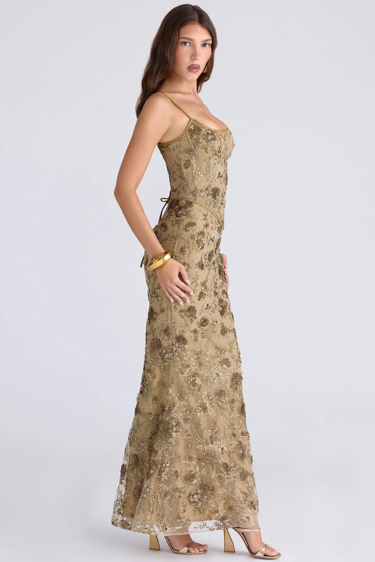 Clublivette - Embellished Corset Maxi Dress