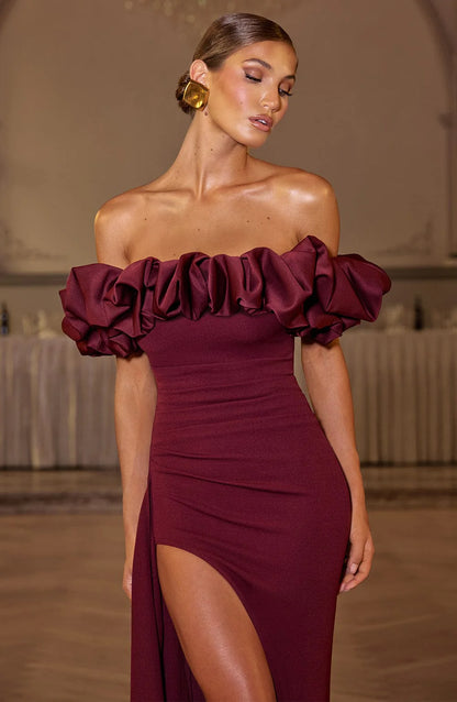 Livette - Ruffle Bardot Maxi Dress