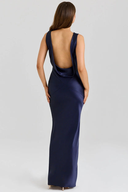 Livette - Draped Cowl Neck Maxi Dress