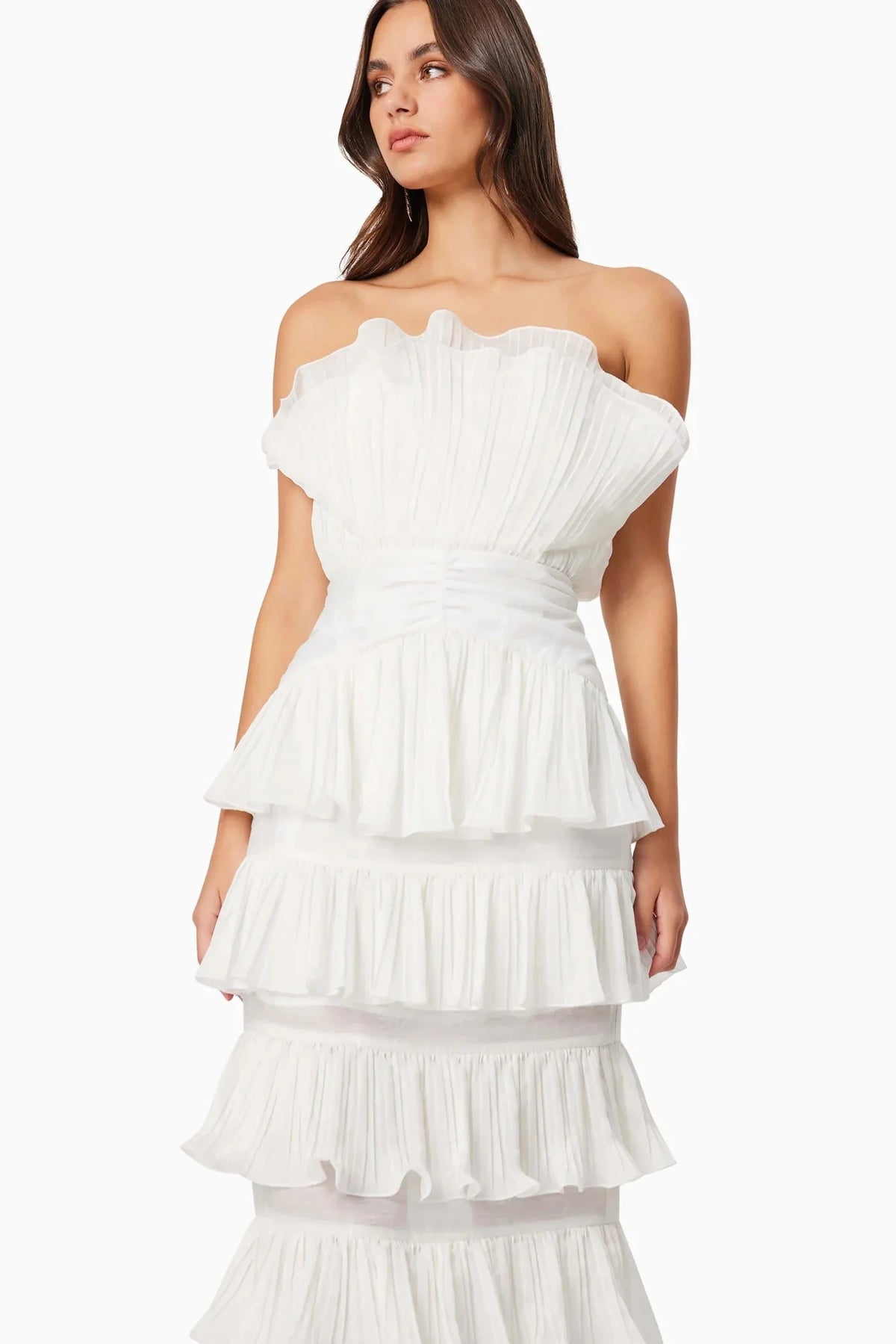 Maya Pleated Midi Dress - White