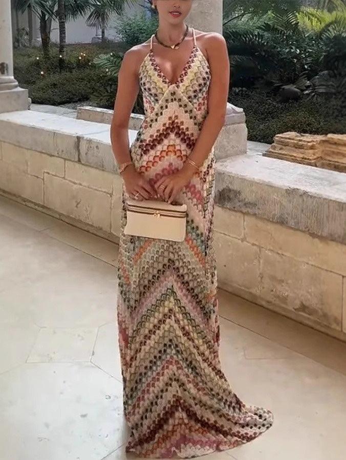 Livette - Colorful Open Back Maxi Dress