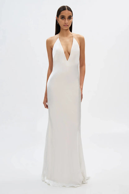 Misha Honor Satin Maxi Dress - Ivory