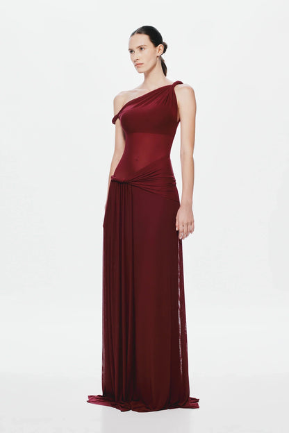 Misha Sisal Mesh Maxi Dress - Port