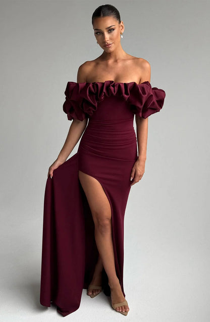 Livette - Ruffle Bardot Maxi Dress