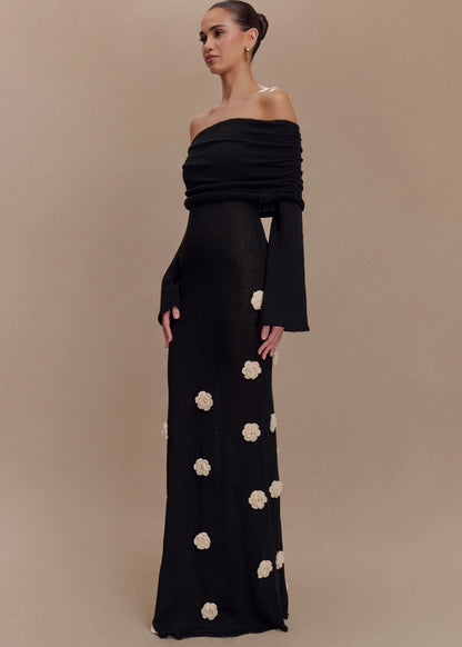 Livette - Shoulder Knit Maxi Dress