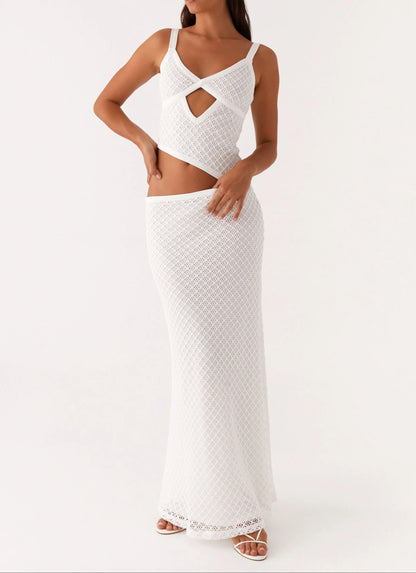 Livette - White Crochet Maxi Dress