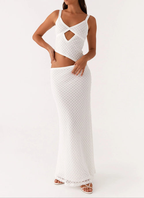 Livette - White Crochet Maxi Dress