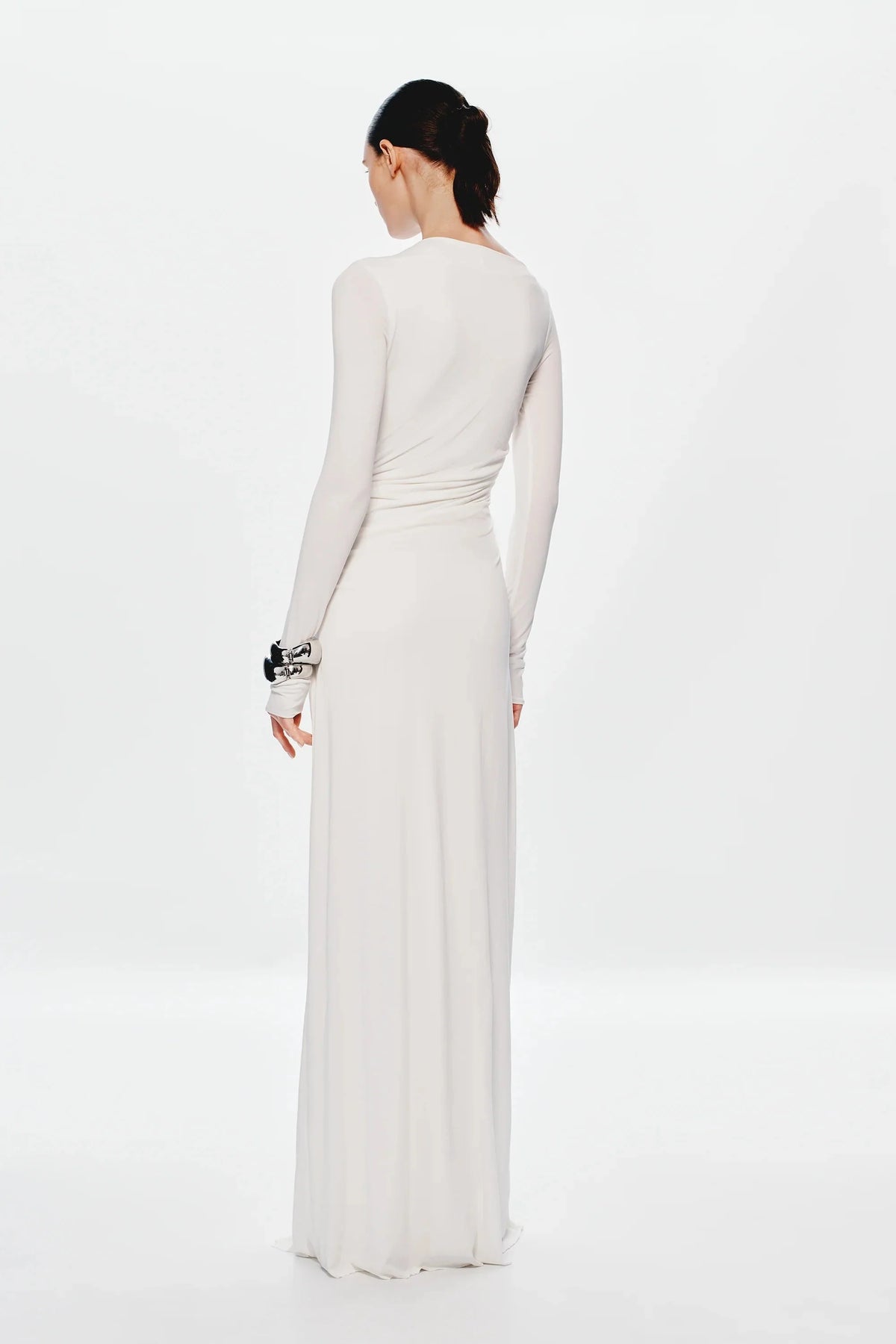 Misha Glacier Cupro Long Sleeve Maxi Dress - Ivory
