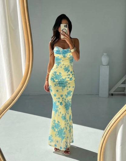 Florée – Floral print maxi dress with bow details