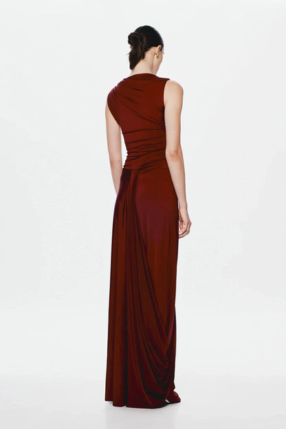 Misha Waterfall Jersey Maxi Skirt - Port