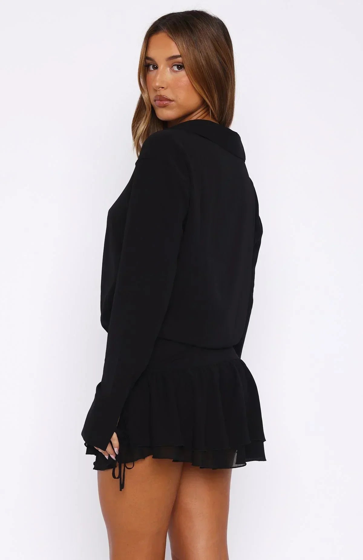 Can't Get Me Long Sleeve Mini Dress Black