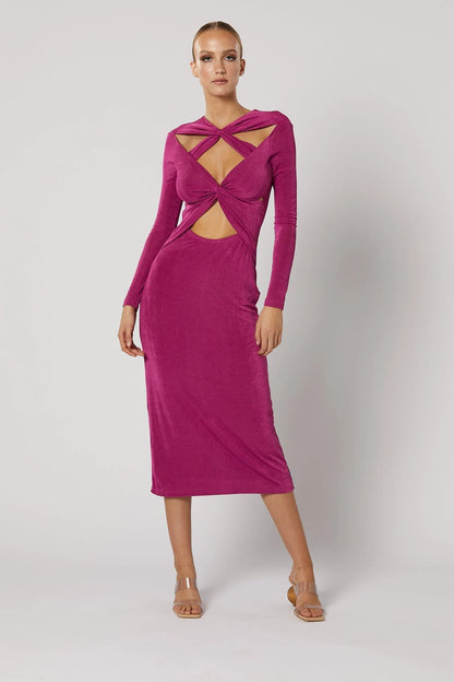 Ithaca Cut Out Dress - Fuchsia