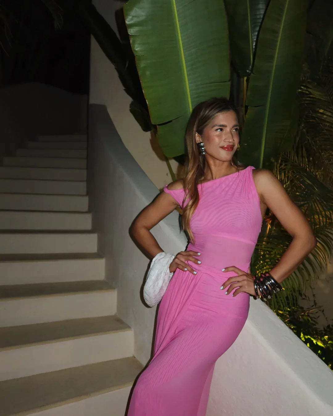 Misha Sisal Mesh Maxi Dress - Orchard Pink