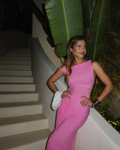Misha Sisal Mesh Maxi Dress - Orchard Pink