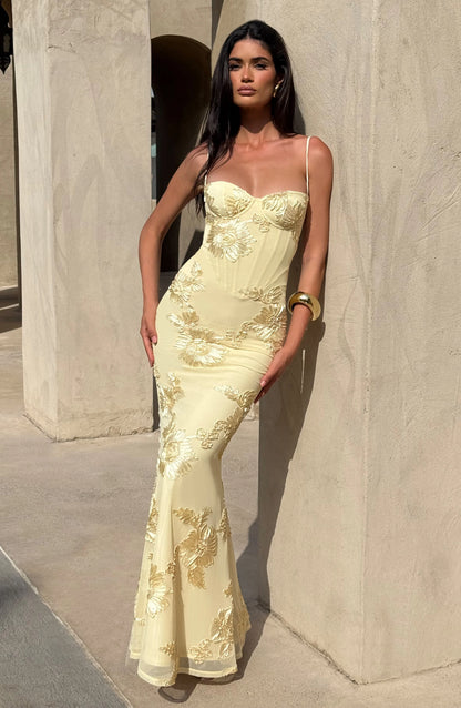 Livette - Yellow Floral Maxi Dress