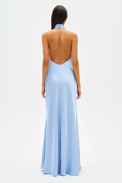 Evianna Satin Maxi Dress - Baby Blue
