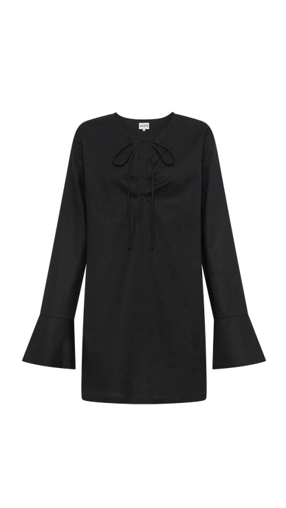 Elaine Lace Up Mini Dress - Black