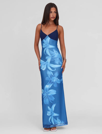 Meshira – Maxi dress with Orchid Print