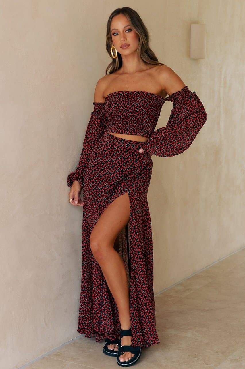 Hartley Maxi Skirt - Black Floral