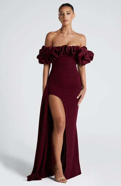 Livette - Ruffle Bardot Maxi Dress