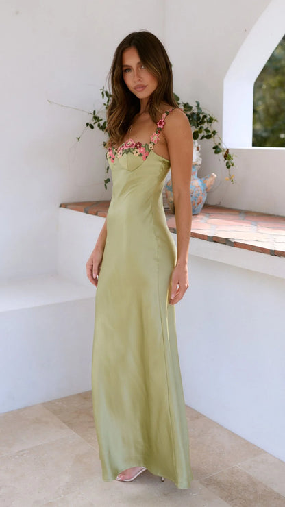 Fiona - Elegant Maxi Dress with Floral Details