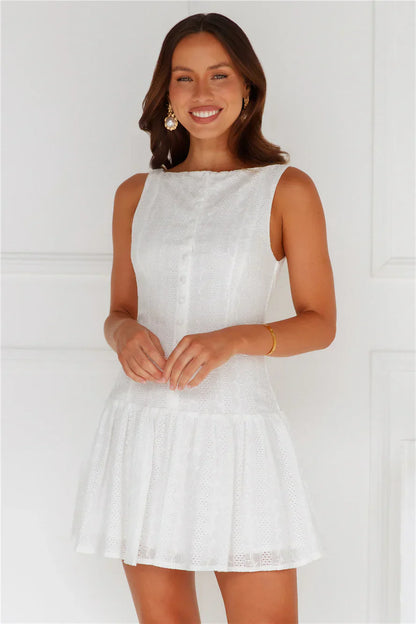 Fashion Showcase Embroidered Mini Dress White