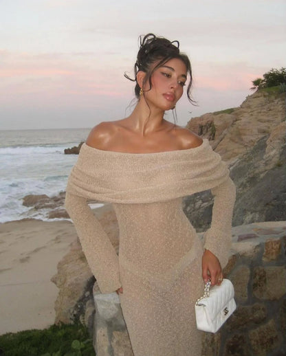 Elara - Elegant Off-Shoulder Maxi Dress