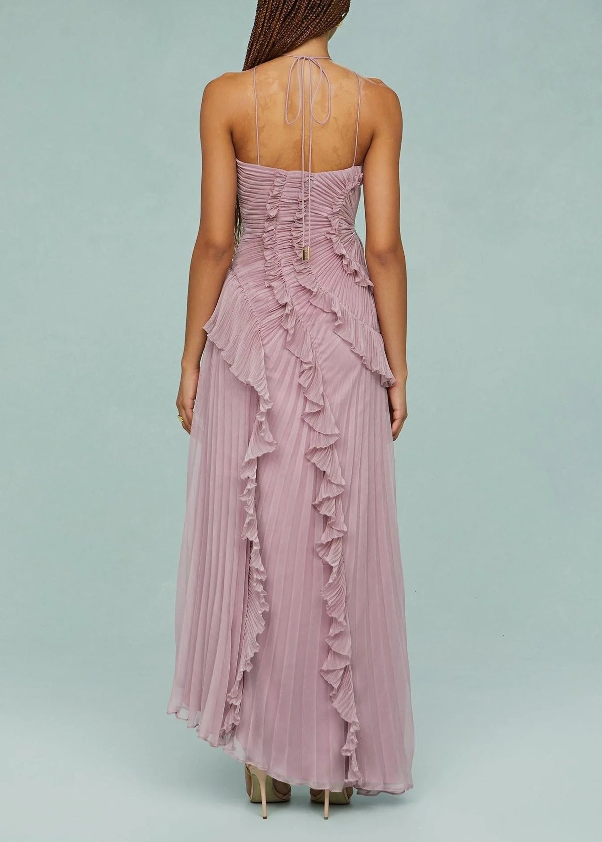Livette -  Halter neck and ruffles Maxi Dress