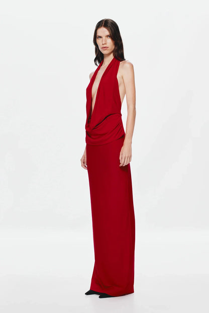 Misha Vanessa Jersey Maxi Dress - Cherry