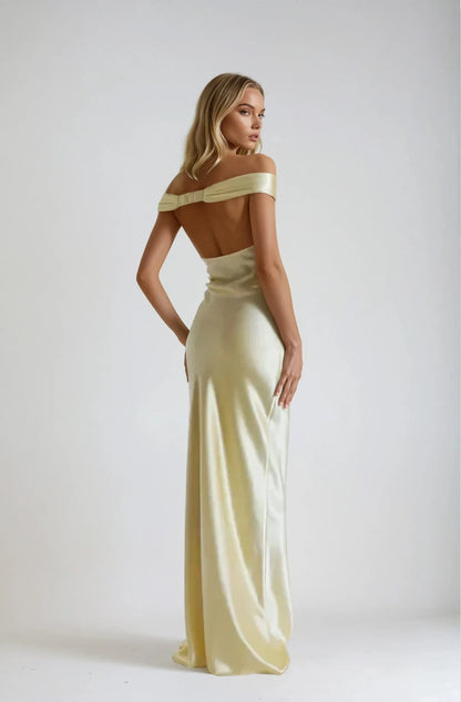 Soraya – Open Back Satin Maxi Dress