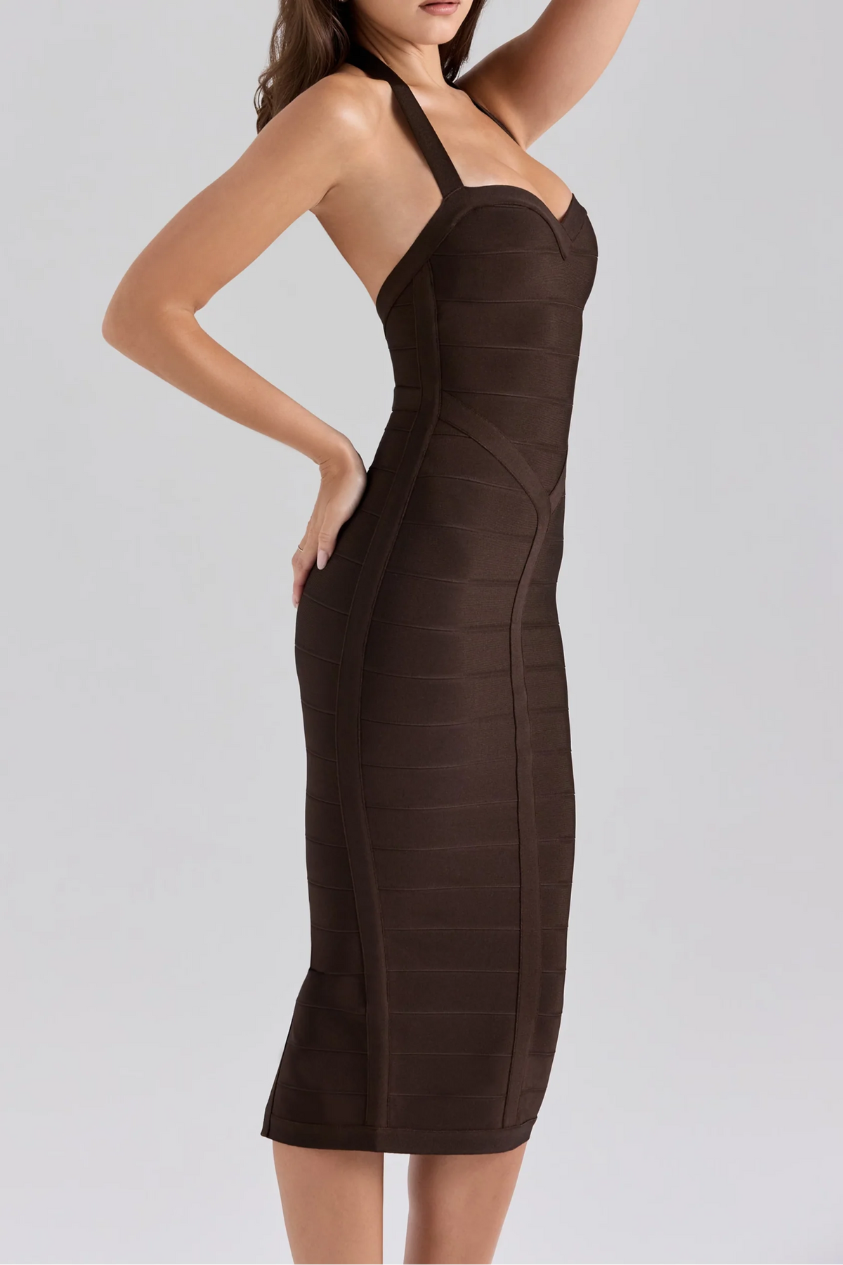 Livette - Halter Bodycon Midi Bandage Dress