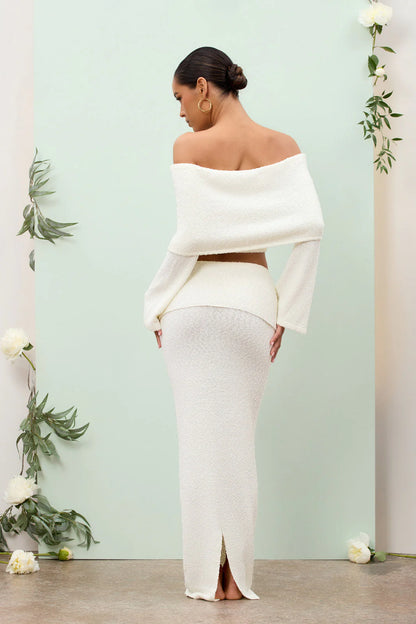 Juline - Bouclé co-ord set with bardot detail