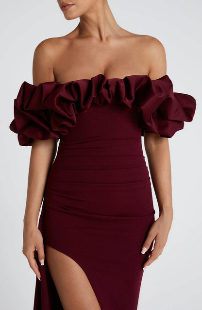 Livette - Ruffle Bardot Maxi Dress