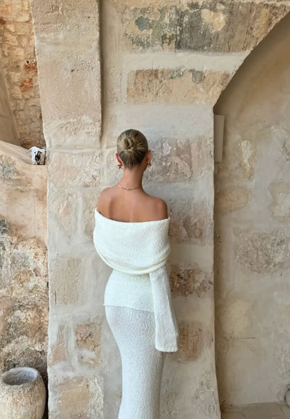 Juline - Bouclé co-ord set with bardot detail