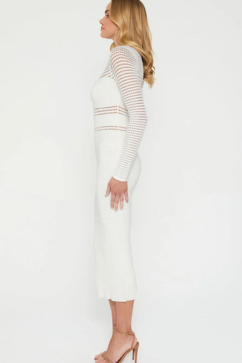 Jessa Crochet Midi Dress - White