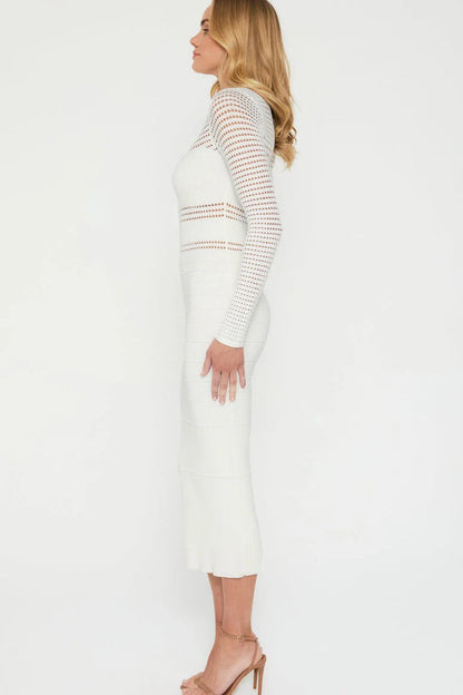 Jessa Crochet Midi Dress - White