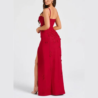 Livette - Flower Spaghetti Maxi Dress
