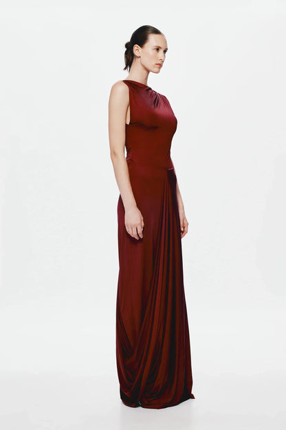Misha Waterfall Jersey Maxi Skirt - Port