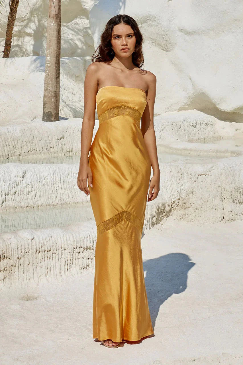 Melrose Strapless Dress - Orange